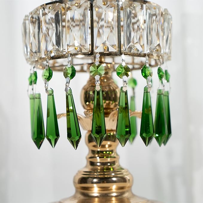 HDCRYSTALGIFTS 25pcs 55mm Green Crystal Icicle Pendant Chandelier Prisms Drops Lamp Candle Holders Curtain DIY Parts
