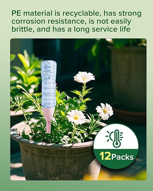 12 Packs Self Watering Planter Drip, Automatic Drip Irrigation Stakes with Adjustable Valve, Adjustable Water Flow System, Self Watering Planter Insert Devices for Indoor and Outdoor Plants