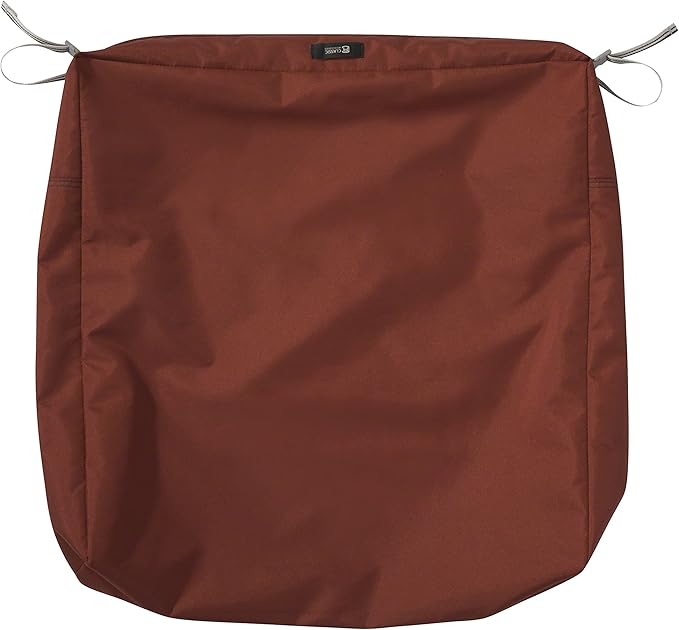 Classic Accessories Ravenna Water-Resistant 25 x 25 x 5 Inch Square Patio Seat Cushion Slip Cover & Foam, Spice, Lounge Chair Cushion