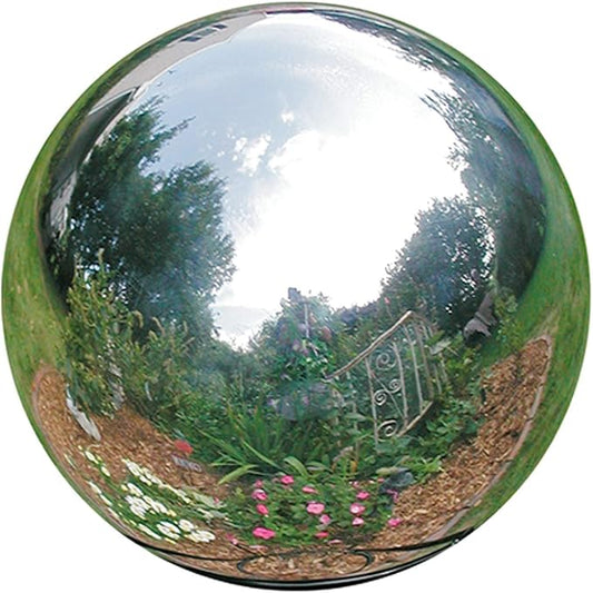 30 cm/12 inch Diameter Gazing Globe Mirror Ball,Silver Stainless Steel Polished Reflective Smooth Garden Sphere,Colorful and Shiny Addition to Any Garden or Home