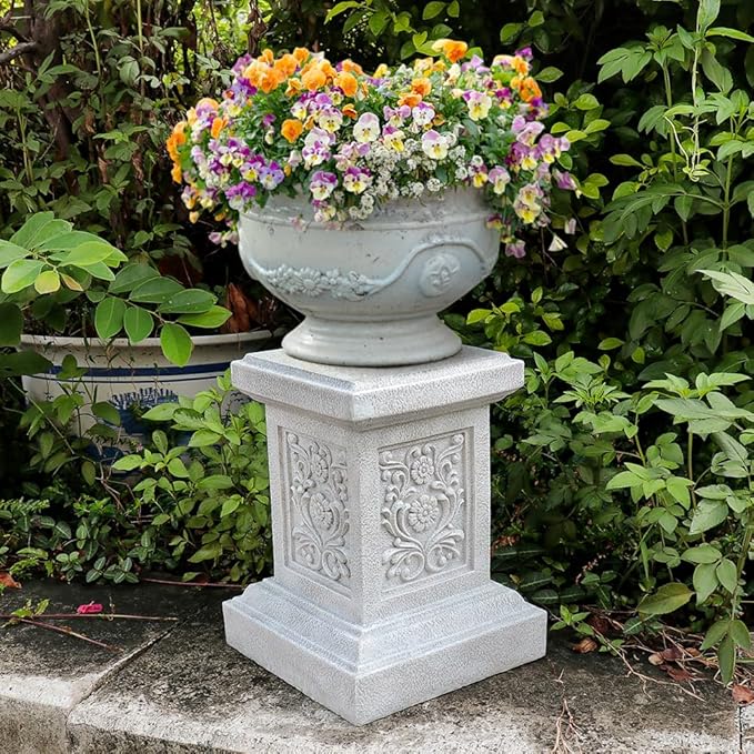 Classic Statuary Stand Garden Pedestal Sculpture Decor Plinth Base Riser, Outdoor or Indoor Resin Statuary Pedestal, 12.6"(H) x 9.5"(L) x 9.5"(W)