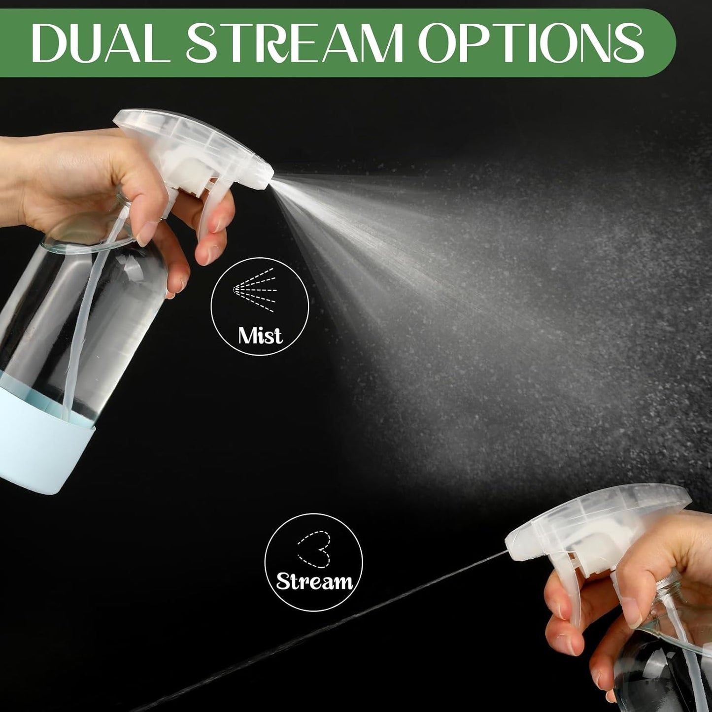 9 PACK/16 OZ Glass Spray Bottles with Upgraded Adjustable Spray Nozzle, Refillable Containers with Silicone Sleeve, Spray Bottle for Hair&Cleaning Solutions&Essential Oils-Pink Blue Gray