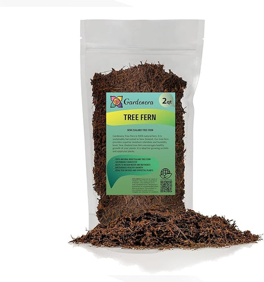 Premium New Zealand Tree Fern by GARDENERA - Orchid and Epiphytal Plants Growing Medium and Reptile Substrate - 2 Quart Bag