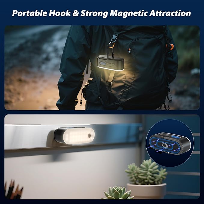 Motion Sensor Camping Lights,Rechargeable Camping Lantern, Portable Hanging Tent Lights,IPX5 Waterproof Emergency Light for Outdoor,SOS Mode Hurricane Power Outages,Magnet Work Light,1 Pack