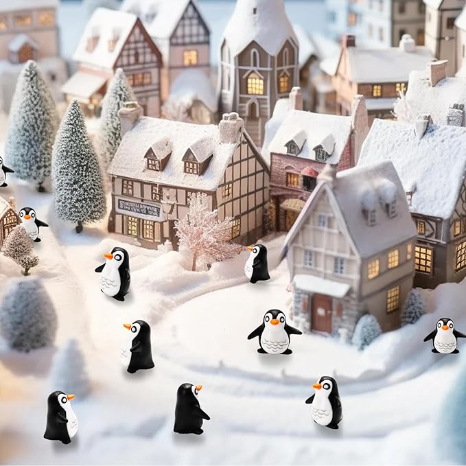 Bbiamsleep 25 Pcs Miniature Penguin Figurines Mini Penguin Figurines Resin Penguin Mini Penguin for Fairy Garden Micro Landscape Winter Christmas Decor