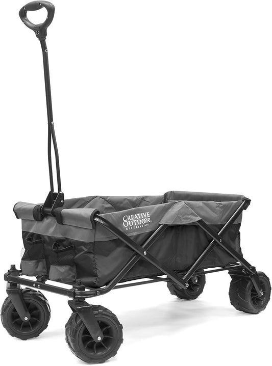 Creative Outdoor Push Pull Hauler Wagon for Kids, 200lbs Weight Capacity, All-Terrain Collapsible and Portable Folding Cart, Beach, Park, Garden, Camping & Tailgate