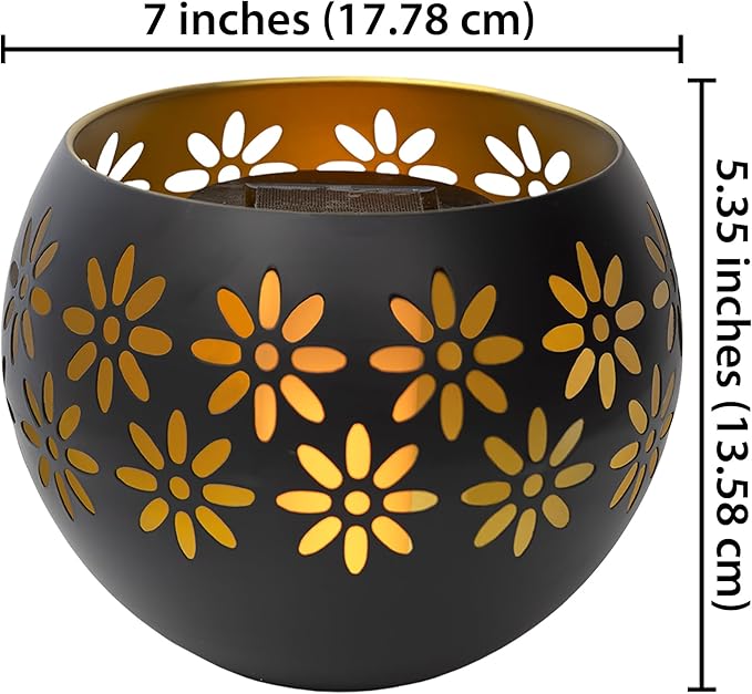 5.4” 4-Pack Decorative Metal Solar Patio Light with Flickering Flame, Waterproof Dusk-to-Dawn Garden Lantern, Matte Black