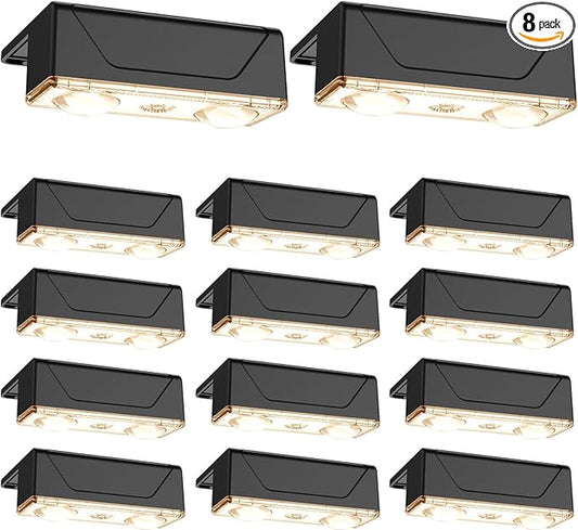 Derynome Solar Fence Outdoor Lights 12 Pack, 3 Color Modes IP45 Waterproof Solar Lights for Outside, Backyard, Railing, Step, Patio & Wall (3000K/4000K/6000K, 12 Pack)