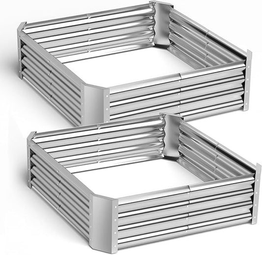 Raised Garden Bed Outdoor Aluminum Planter Box Kit for Vegetables Flower Herb, 2 Sets, 38x38x12 in