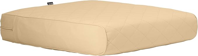 Classic Accessories Montlake FadeSafe Water-Resistant 21 x 20 x 4 Inch Wide Back Patio Quilted Lounge Cushion, Chamomile