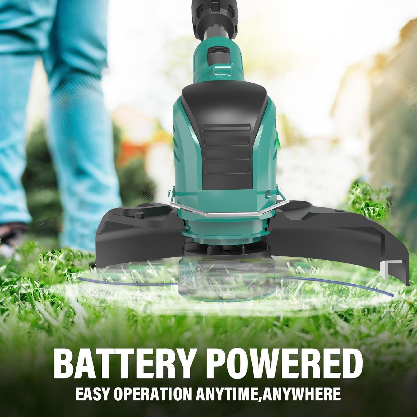 Electric Weed Wacker Cordless,21V Electric Weed Cordless Eater Battery Powered with 2 x 4.0Ah Batteries, 3-in-1 Grass Trimmer/Edger/Brush Cutter, String Trimmer, Adjustable Shaft