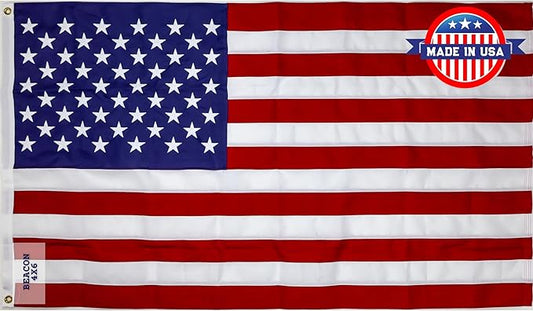 Carrot-Top Beacon Nylon American Flag for Outside & Inside 4x6 - US Flag, Outdoor, United States, Made in USA, Heavy Duty Flag with Brass Grommets
