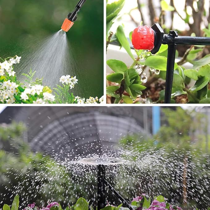Garden Irrigation Kit,131ft 1/4" Drip Irrigation Kit Garden Irrigation System with Adjustable Nozzle Dripper Automatic Irrigation Equipment Set for Garden,Greenhouse, Patio,Lawn