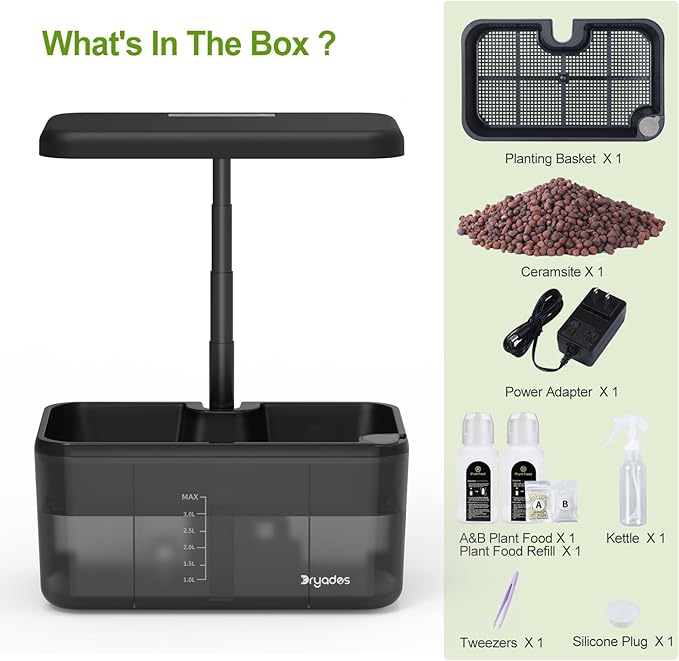 Indoor Herb Garden Kit, Hydroponic Growing System with LED Grow Light Quiet Water Pump for Home Kitchen Office Healthy Fresh Herbs Vegetables, Gift Ideas for Women Men