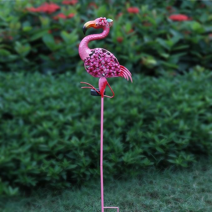 Flamingo Decor-Solar Garden Decor,Pink Flamingos for Yard-Patio Lawn Balcony Backyard Decorations,Flamingo Birthday Gifts for Women