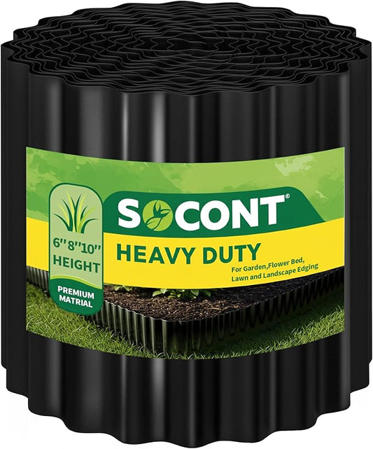 Corrugated Metal Garden Edging, 6"×20Ft Durable Landscape Border for Garden, Lawn, Flower Beds and Paver Edging (Black)