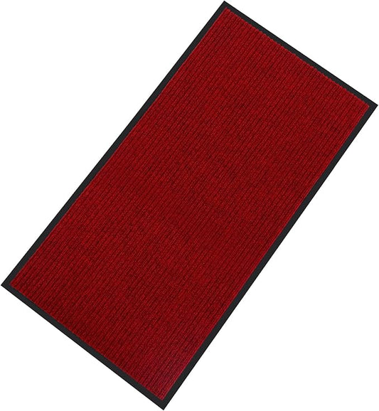 fani Heavy Duty Large Outdoor Indoor Entrance Black Doormat Waterproof Low Profile Entrance Rug Front Door Mat Patio Anti-Skid Rubber Back, 35x72 inch (Red)