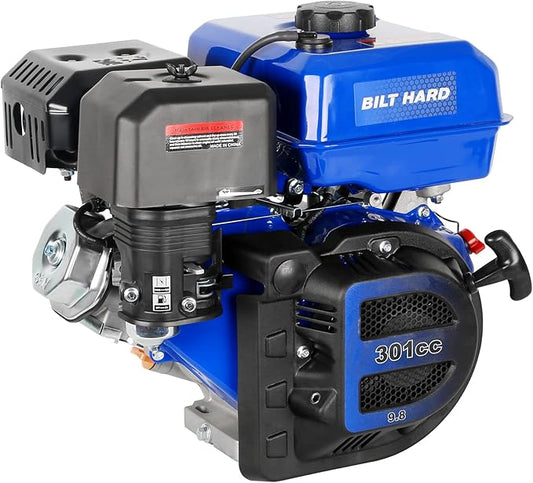 BILT HARD 301cc 10HP Gas Powered Engine, Horizontal 4 Stroke OHV Gas Motor, Shaft 1" Diameter, 3.48" Length, 1/4" Keyway, Replacement for Compressor, Log Splitter