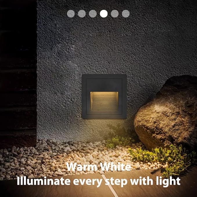 8Pack 3W LED Recessed Wall Light, 85-230V Step Lights Warm White 3000K, IP65 Waterproof Stair Light Staircase Light lamp, Inside Outside Garden Balcony Corridor, Aluminum, 120V,Black