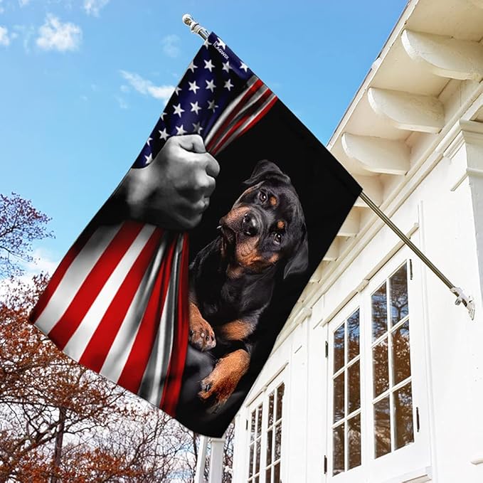 FLAGWIX American Flag - Rottweiler Dog Lover American US Flag, 4th of July Decorations for Inside, Outside, Garden Flag (11.5" x 17.5") - USA Flags Premium Polyester, Decorative Indoor Outdoor Flag