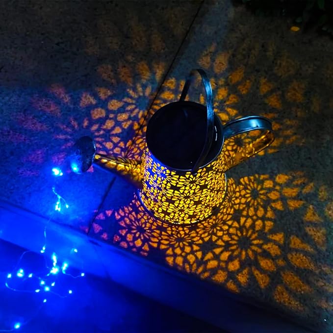 VOOKRY Solar Watering Can Lights, Large Hanging Solar Lights Outdoor Decorative Garden Decor Waterproof for Outside Patio Yard Porch Lawn Landscape Birthday Gifts for Women Mom Grandma(Blue)