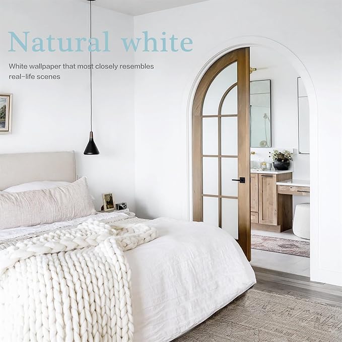 Dimoon 78.7''x17.7'' White Thicken Peel and Stick Wallpaper Contact Paper Modern Self Adhesive Wall Paper Removable Renter Friendly Textured Solid Color Vinyl Roll (78.7''x17.7'',White Thicken)