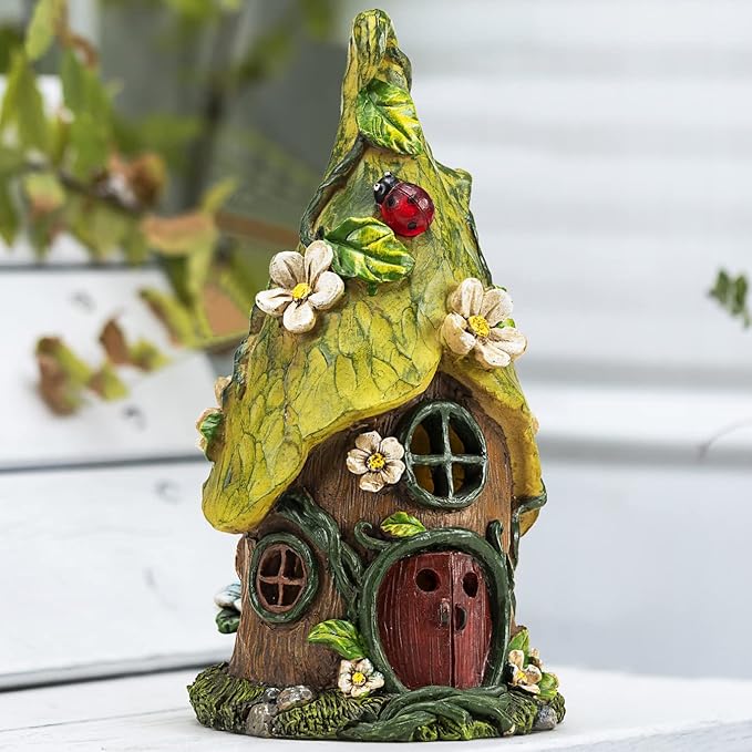 Garden Decor Outdoor Solar Statues, 11Inch Resin Fairy Garden Solar Lights Birthday Gifts for Women Yard Decorations, Gardening Gifts for Patio, Balcony, Porch Decor