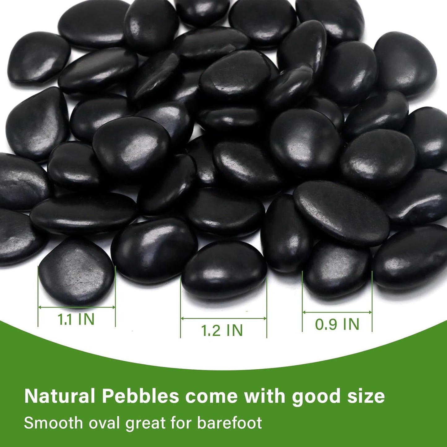 10in River Rock Stepping Stones Set - 6 Pack | Polished Pebble | Long-Lasting PVC Mesh Backing | Perfect for Garden Paths and Lawns Outdoor Landscaping Decoration | Black Rhombus