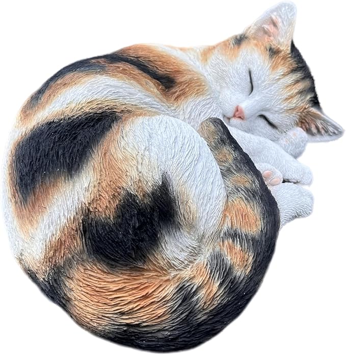 Hi-Line Gift Ltd. Sleeping Calico Cat Garden Statue