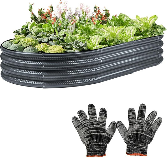 Raised Garden Bed, Galvanized Planter Raised Beds for Outdoor,Vegetables, Flowers & Herbs, Heavy-Duty Metal Raised Garden Beds Outdoor, Rust-Resistant & Easy Assembly (Grey, 6x3x1 ft)