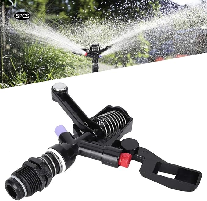 5PCS Garden Impulse Sprinkler Impact Sprinkler for Watering Irrigation, 3/4in DN20 Male Thread