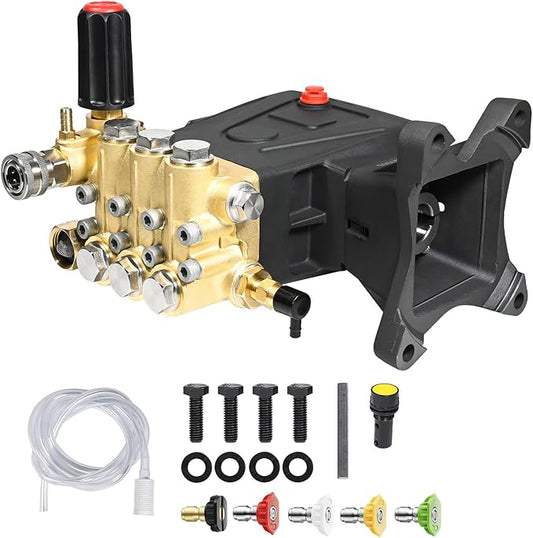 YAMATIC Horizontal Triplex Plunger Pressure Washer Pump 1" Shaft 4000 PSI 4 GPM, Replacement for Simpson AAA 90034, 90039,90038, Honda GX340, GX390, GX270 for Industrial Gas Powered Washers