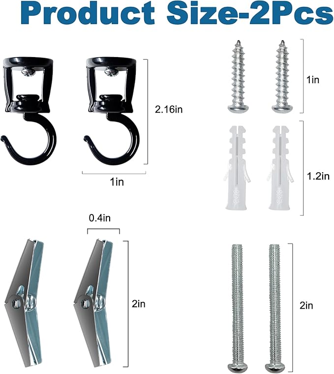 Ceiling Hooks for Hanging Plants (2 PCS Black),Heavy Duty Metal Plant Hooks, Screw in Hooks for Hanging Birdfeeders, Lamps, Planters, Outdoor Decorative Hooks up to 33 lbs