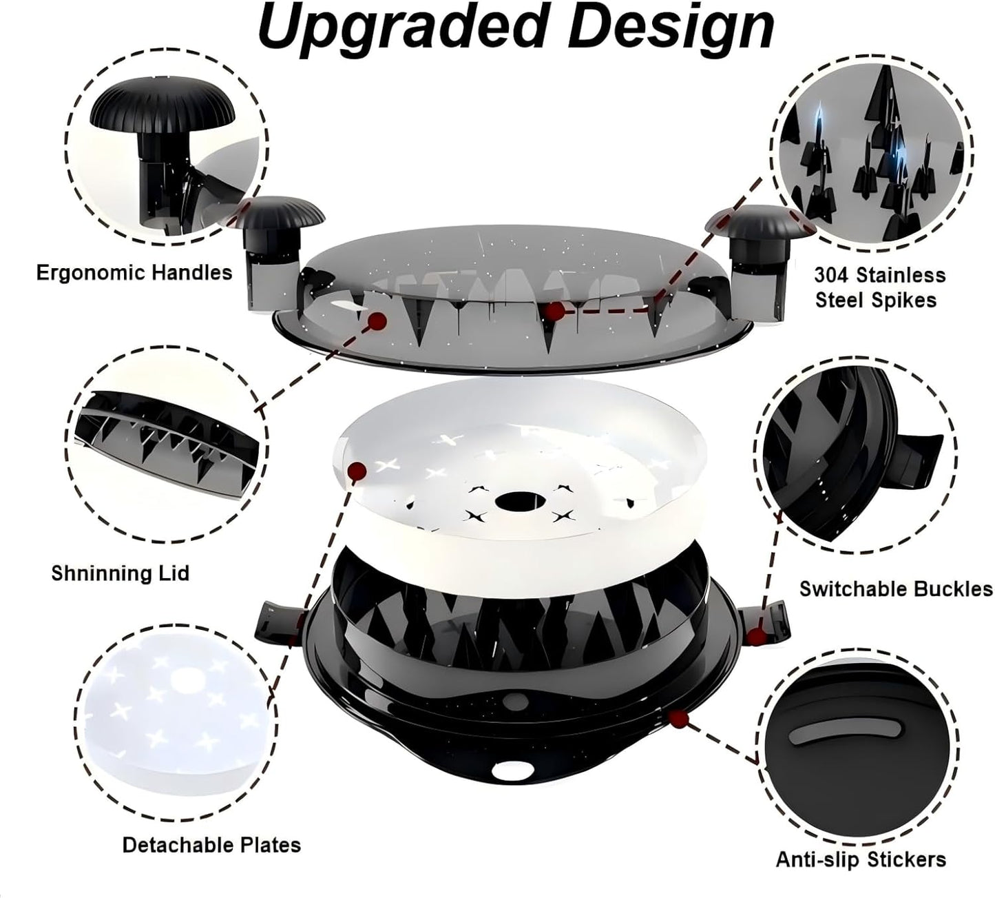 Chicken Shredder Meat Shredder Tool Twist Chicken Breast Shredder Large-Shredding Tools Chicken Breast, Pulled Pork, Beef with Stainless Steel Spikes (Black&Black)