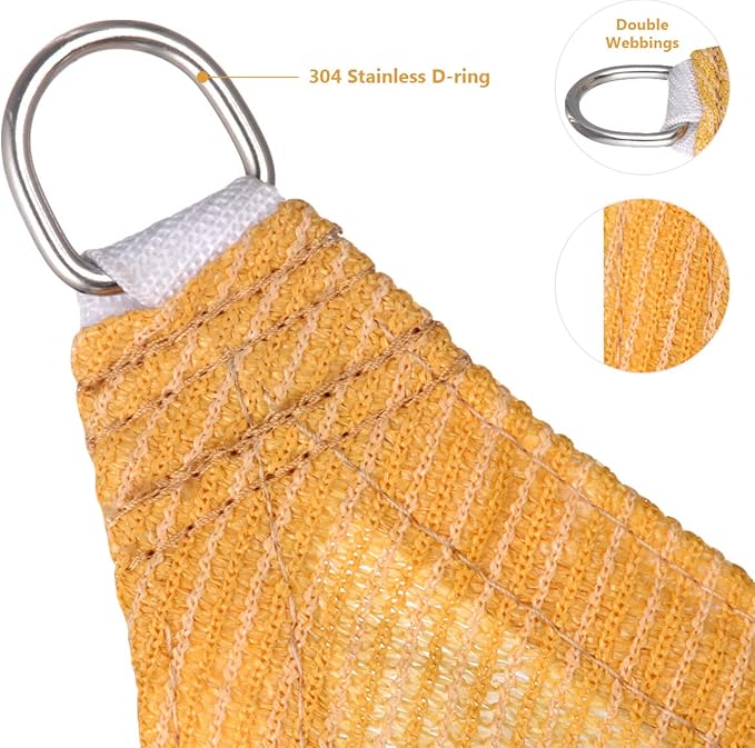 Eden's Decor Straight Flat-Edged Sun Shade Sail Rectangular 12' x 18' Wheat UV-Blocking Outdoor Canopy Fabric Cloth Awning for Pergola Patio Garden Backyard Custom Size