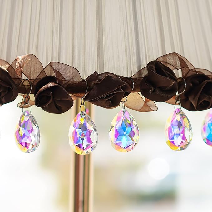 10pcs 38mm Suncatcher Crystal Teardrops Chandelier Parts,Chandelier Crystal Prisms Pendants with Hook,Hanging Crystals for Lamp Window Christmas Tree Decoration(AB Colors)