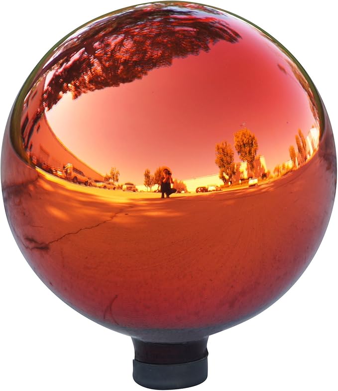 Alpine Corporation 10" Diamater Indoor/Outdoor Glass Gazing Globe Festive Yard Décor, Green