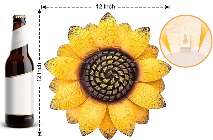 EASICUTI Sunflower Metal Flowers Wall Decor Metal Wall Art Decorations Hanging for Indoor Outdoor Home Bathroom Kitchen Dining Room Bedroom Living Room Or Wall Sculptures 12 Inch
