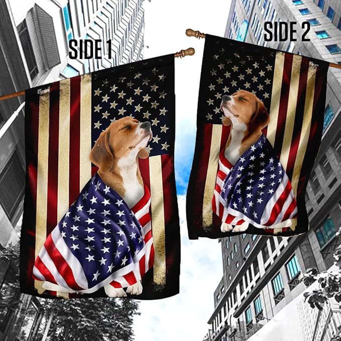 FLAGWIX Beagle Flag - Outdoor Beagle Decorations, 29.5" x 39.5" House Flag For Porch, Patio, Wall Decor, Heavy-duty Canvas American with Beagle Garden Home Décor Double Sided