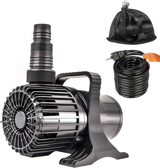 Outdoor Large 5600gph-305W 32.8FT Pond Water-fall & Kio Fish Fountain-s &Garden Pump Submersible IPX8: Long 32.8FT Cord Smart-er & Quieter Duck & Yard &Patio Ponds Pumps, 1 Barrier Pump Bag