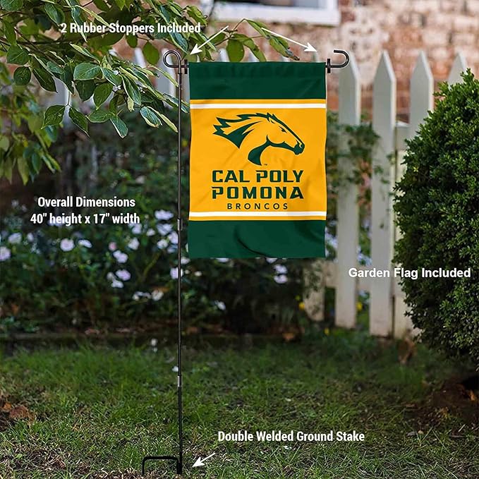 College Flags & Banners Co. Cal Poly Pomona Broncos Garden Flag with Stand Holder