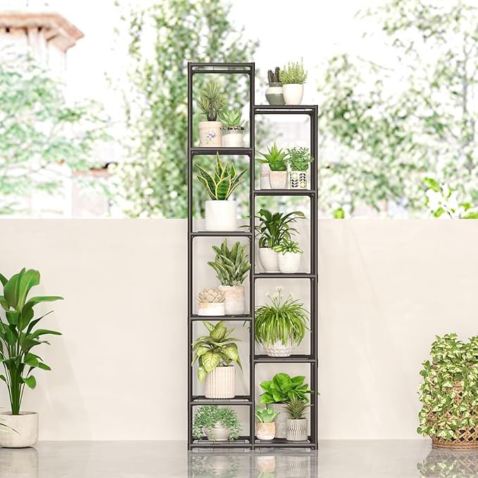 Tall Plant Stand Indoor Outdoor Corner Metal Flower Pot Stands for Multiple Plants Heavy Duty Waterproof Plant Shelf for Patio Garden Balcony Living Room Bedroom