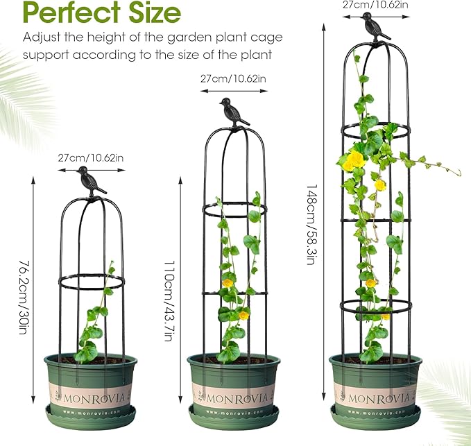 2 Pcs Garden Trellis for Climbing Plants, 6 Ft Rustproof Metal Pipe with Heavy Duty Plastic Coated, Garden Outdoor Indoor Potted Plant Support, Obelisk Garden Trellis for Climbing Vine