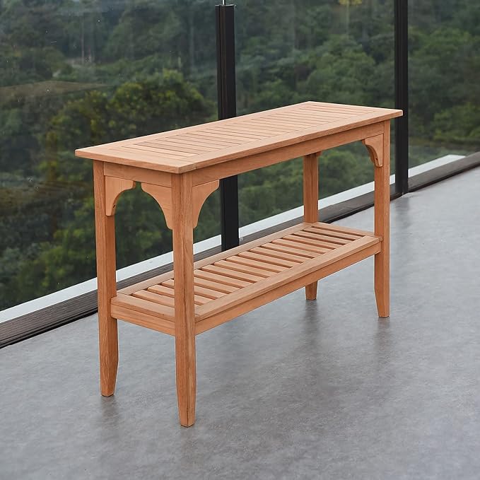 Cambridge Casual Indonesian Teak Auburn Outdoor Console Table, Natural