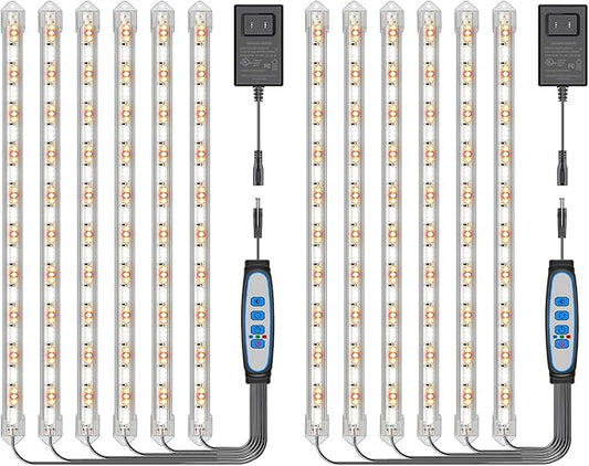 Under Cabinet Grow Light Strip, 36W 360LEDs Grow Lights for Indoor Plant Full Spectrum 660nm/3000K/6000K Grow Lamp with 6/12/16H Timer, 3 Spectrum Modes, 5 Brightness Levels (6 Bars/2 Pack)