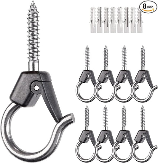 BeneLabel Wall Mount Ceiling Hooks with Safety Buckle - Plant Hanger Hooks - Outdoor Hanging Brackets for Hanging Plants, Lights, Wind Chimes & More - Rust Proof and Wind Proof