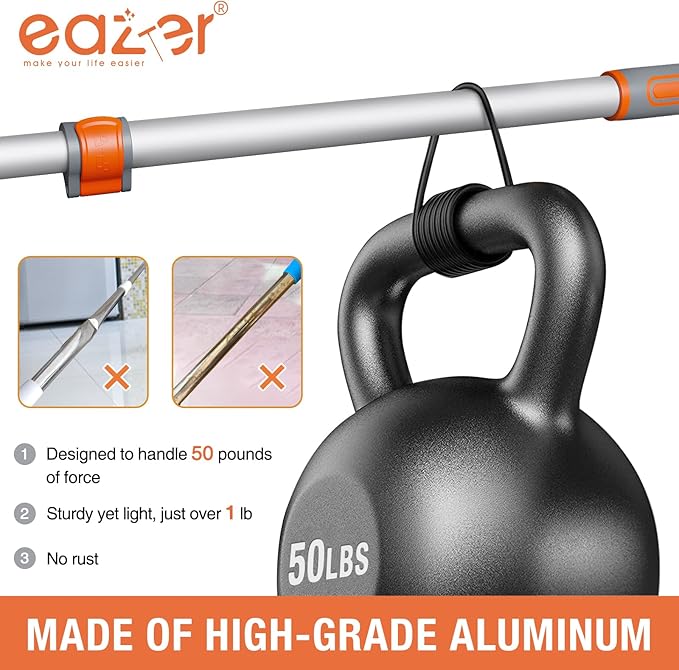 Eazer Floor Squeegee Broom: Heavy Duty Scrubber with Extendable 50.3'' Aluminum Pole and Rubber Blade for Kitchen, Swimming Pool, Concrete Floors,Shower,Tiles,Garages,Windows,Glass,Pet Hair Removal