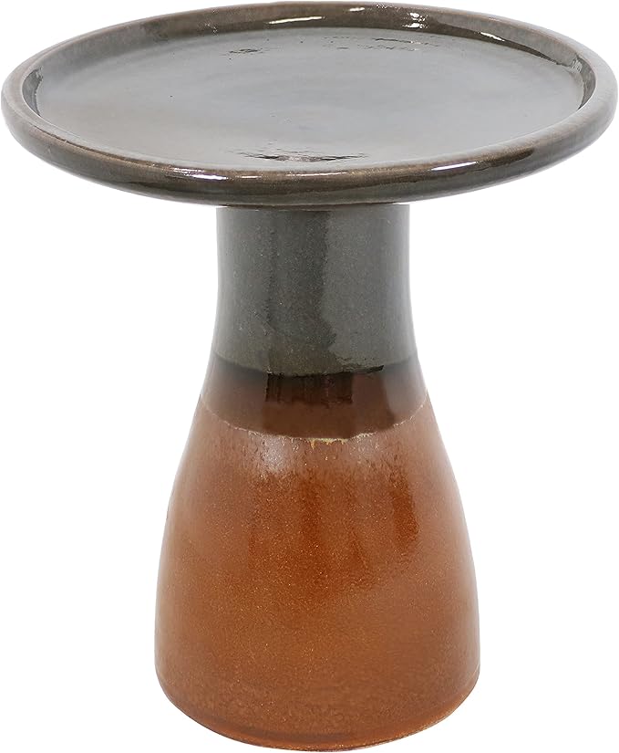 Sunnydaze 21" H Ceramic Bird Bath for Outside - Hand-Painted Outdoor Bird Bath Bowl, UV/Frost-Resistant Finish - Dusty Rose - Classic Pedestal