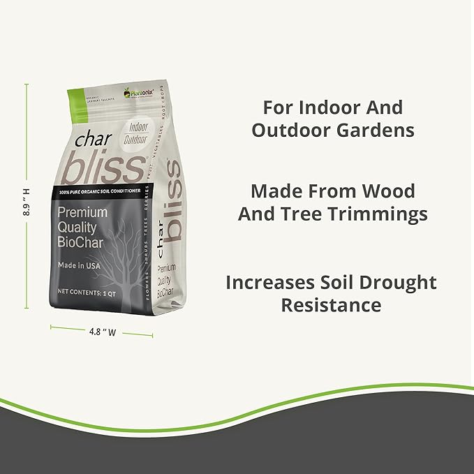 Char Bliss (24 Qts) - Organic Biochar for Plants - OMRI-Listed Biochar Soil Amendment Organic - Bio Char for Plants - Horticultural Charcoal for Plants, Potting Soil, Garden Soil, & Potting Mixes