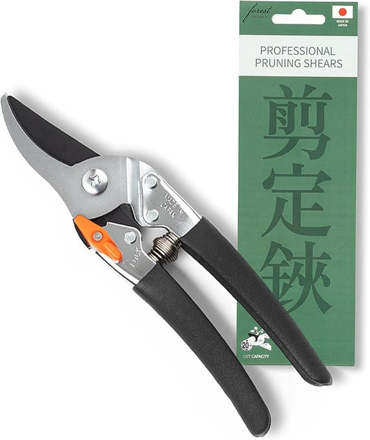 Saboten Japan 7.9" Japanese Pruning Shears - Premium Steel Blades, Rust-Resistant Fluorine Coating, Ergonomic Grip, Duracon Safety Lock - forest Originals, Made in Japan, Gardening & Farming Scissors